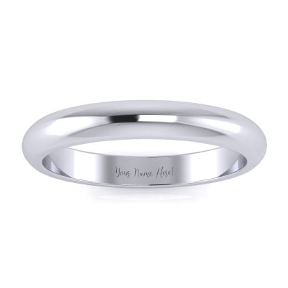 18K White Gold 3MM Ladies and Mens Wedding Band, Size 3, Free Engraving